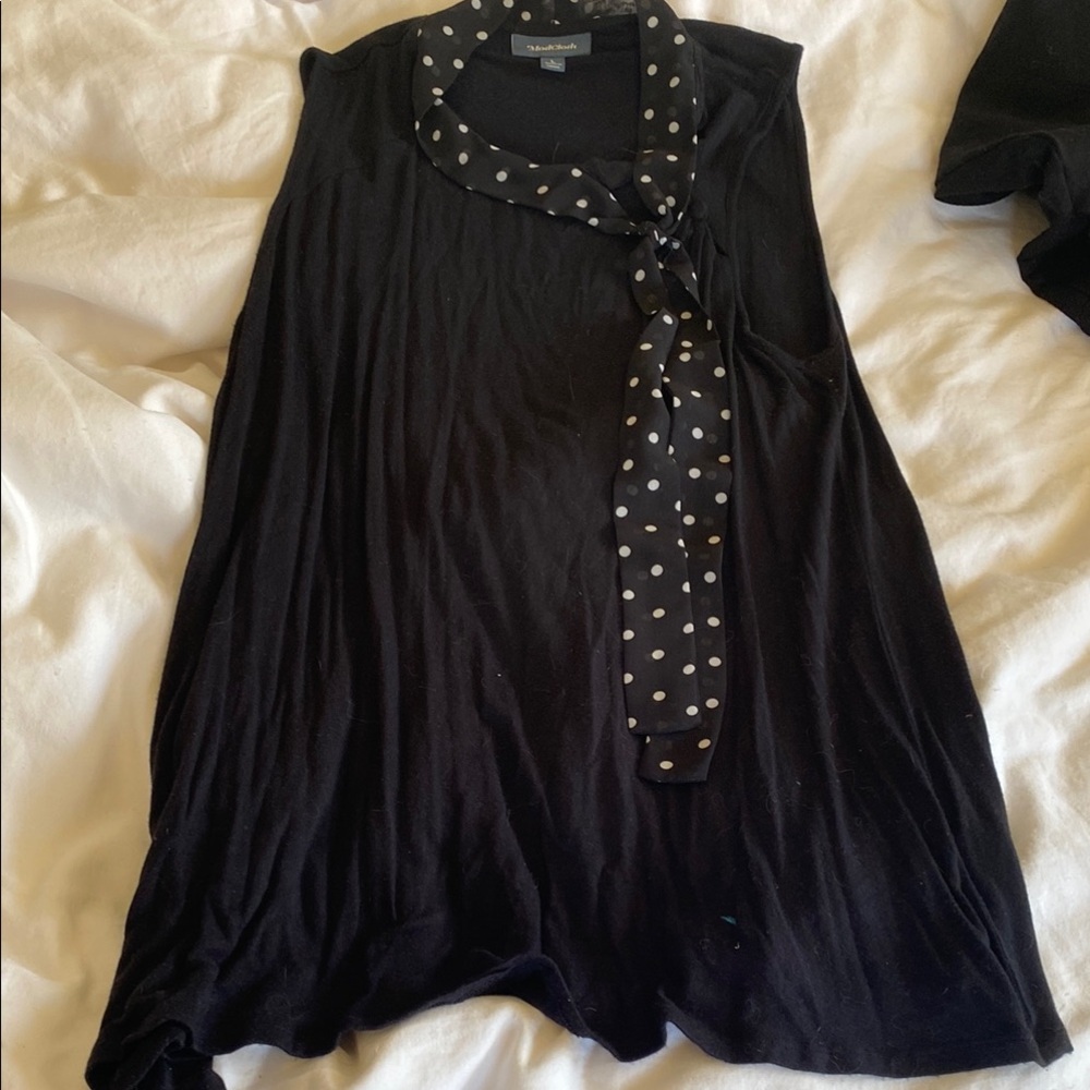 Modcloth Black Sleeveless Tie Front Blouse